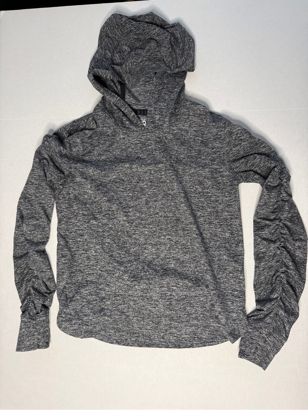 Athleta Girl Lightweight pullover hoodie, Medium (8-10) grey, thumb holes